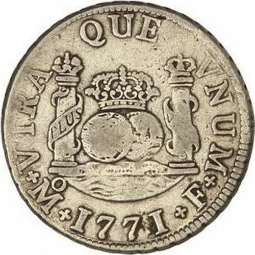 2 Reales Reverse Image minted in SPAIN in 1771F (1759-88  -  CARLOS III)  - The Coin Database