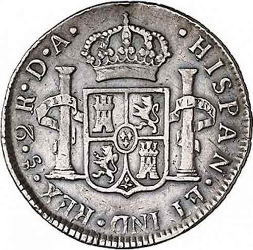 2 Reales Reverse Image minted in SPAIN in 1775DA (1759-88  -  CARLOS III)  - The Coin Database