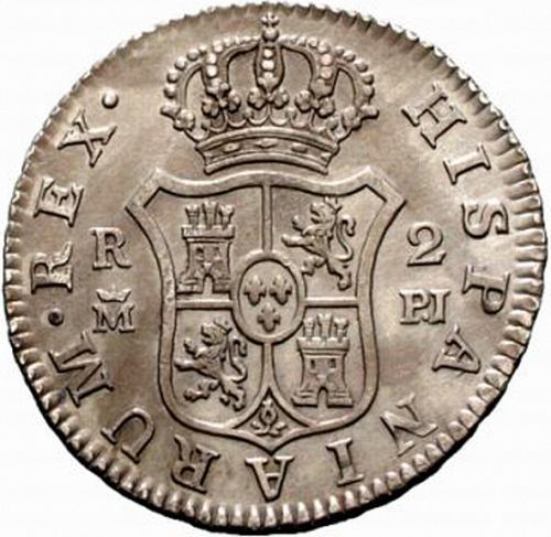 2 Reales Reverse Image minted in SPAIN in 1775PJ (1759-88  -  CARLOS III)  - The Coin Database
