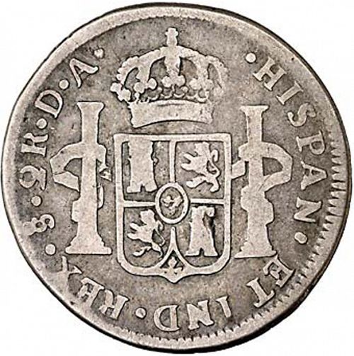 2 Reales Reverse Image minted in SPAIN in 1782DA (1759-88  -  CARLOS III)  - The Coin Database