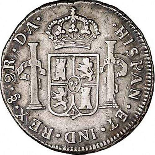 2 Reales Reverse Image minted in SPAIN in 1784DA (1759-88  -  CARLOS III)  - The Coin Database