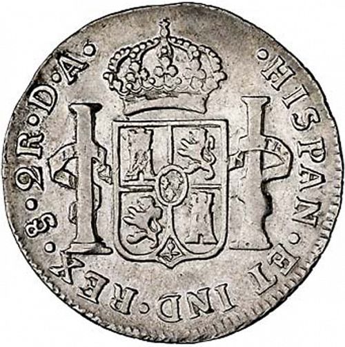 2 Reales Reverse Image minted in SPAIN in 1786DA (1759-88  -  CARLOS III)  - The Coin Database