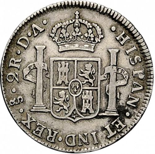 2 Reales Reverse Image minted in SPAIN in 1787DA (1759-88  -  CARLOS III)  - The Coin Database