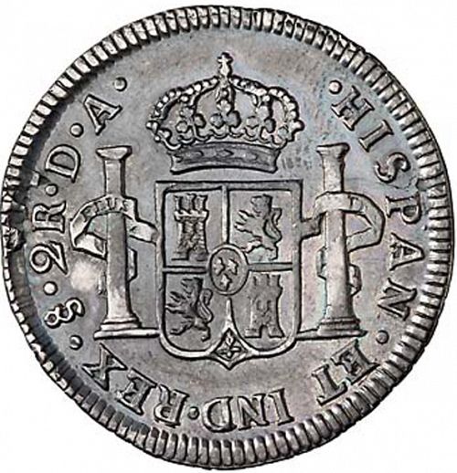 2 Reales Reverse Image minted in SPAIN in 1789DA (1759-88  -  CARLOS III)  - The Coin Database