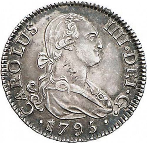 2 Reales Obverse Image minted in SPAIN in 1795MF (1788-08  -  CARLOS IV)  - The Coin Database