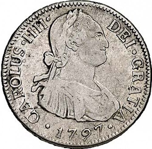 2 Reales Obverse Image minted in SPAIN in 1797DA (1788-08  -  CARLOS IV)  - The Coin Database