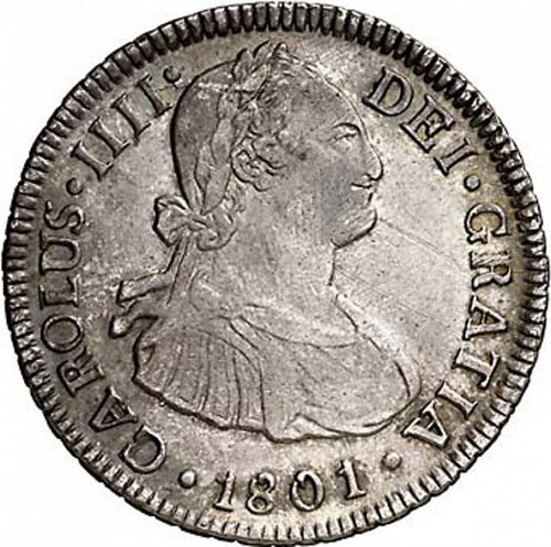 2 Reales Obverse Image minted in SPAIN in 1801AJ (1788-08  -  CARLOS IV)  - The Coin Database