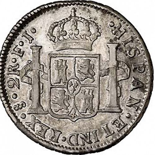 2 Reales Reverse Image minted in SPAIN in 1805FJ (1788-08  -  CARLOS IV)  - The Coin Database