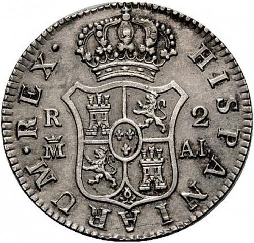 2 Reales Reverse Image minted in SPAIN in 1808AI (1788-08  -  CARLOS IV)  - The Coin Database