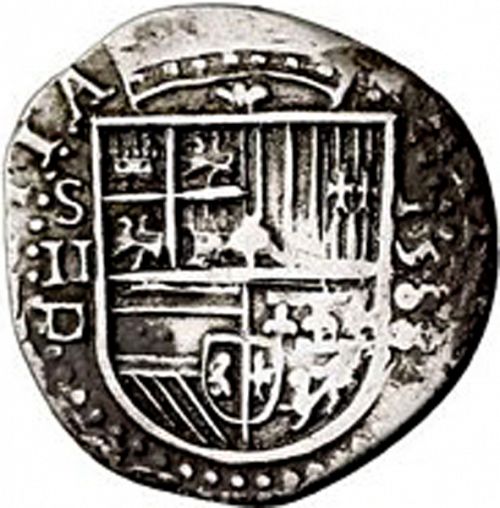 2 Reales Obverse Image minted in SPAIN in 1588D (1556-98  -  FELIPE II)  - The Coin Database
