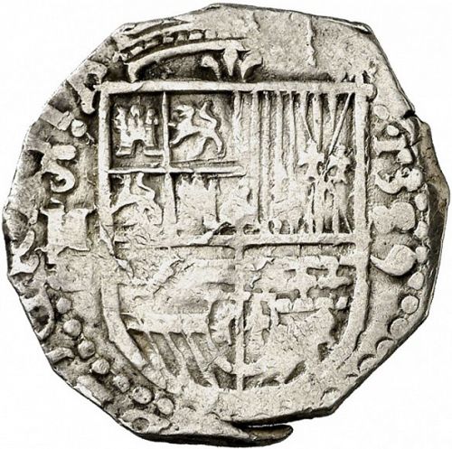 2 Reales Obverse Image minted in SPAIN in 1589D (1556-98  -  FELIPE II)  - The Coin Database