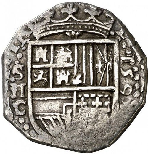 2 Reales Obverse Image minted in SPAIN in 1591C (1556-98  -  FELIPE II)  - The Coin Database