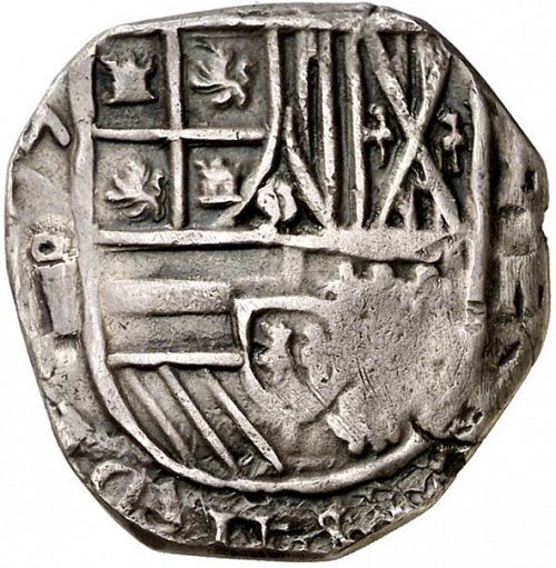 2 Reales Obverse Image minted in SPAIN in 1595I (1556-98  -  FELIPE II)  - The Coin Database