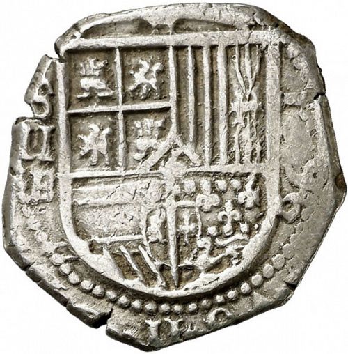 2 Reales Obverse Image minted in SPAIN in 1596B (1556-98  -  FELIPE II)  - The Coin Database