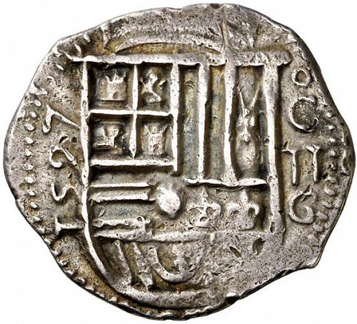 2 Reales Obverse Image minted in SPAIN in 1597C (1556-98  -  FELIPE II)  - The Coin Database