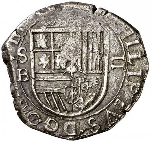 2 Reales Obverse Image minted in SPAIN in 1598B (1556-98  -  FELIPE II)  - The Coin Database