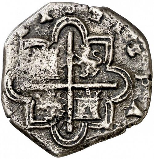 2 Reales Reverse Image minted in SPAIN in 1590I (1556-98  -  FELIPE II)  - The Coin Database