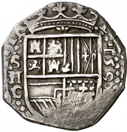 2 Reales Reverse Image minted in SPAIN in 1591C (1556-98  -  FELIPE II)  - The Coin Database