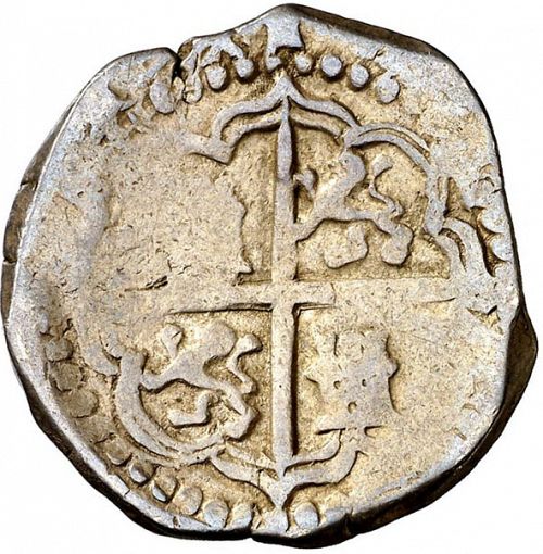 2 Reales Reverse Image minted in SPAIN in 1593C (1556-98  -  FELIPE II)  - The Coin Database