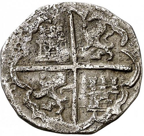 2 Reales Reverse Image minted in SPAIN in 1595D (1556-98  -  FELIPE II)  - The Coin Database