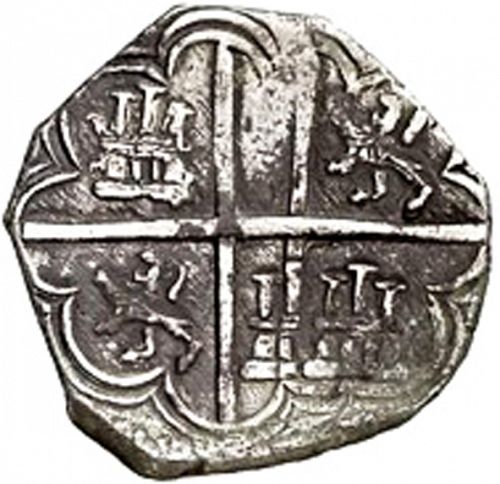 2 Reales Reverse Image minted in SPAIN in 1595F (1556-98  -  FELIPE II)  - The Coin Database