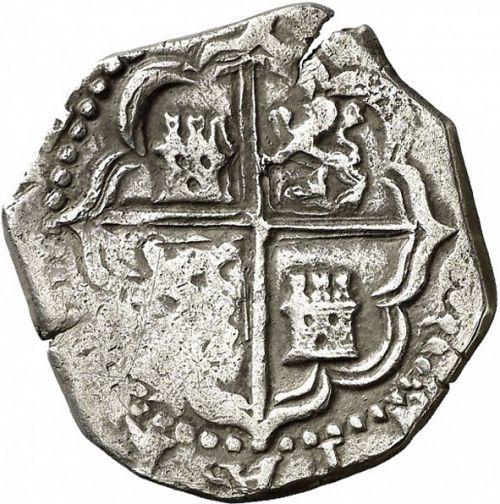 2 Reales Reverse Image minted in SPAIN in 1596C (1556-98  -  FELIPE II)  - The Coin Database