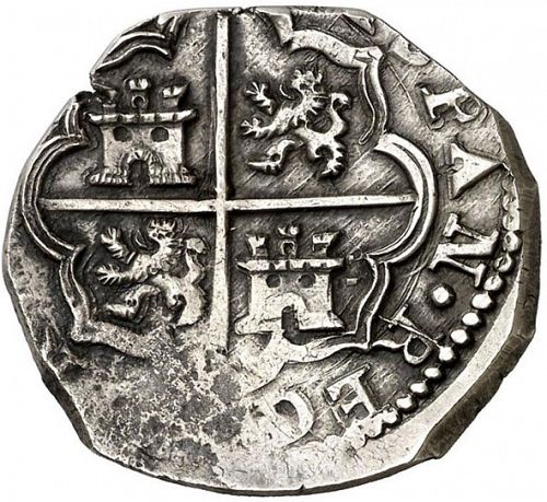 2 Reales Reverse Image minted in SPAIN in 1597 (1556-98  -  FELIPE II)  - The Coin Database