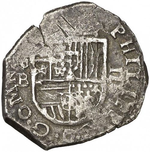 2 Reales Obverse Image minted in SPAIN in 1601B (1598-21  -  FELIPE III)  - The Coin Database