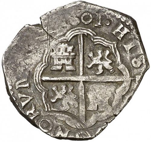 2 Reales Reverse Image minted in SPAIN in 1601B (1598-21  -  FELIPE III)  - The Coin Database