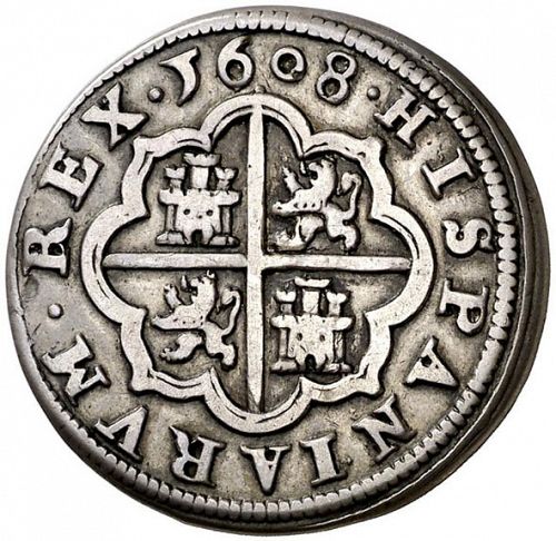 2 Reales Reverse Image minted in SPAIN in 1608C (1598-21  -  FELIPE III)  - The Coin Database