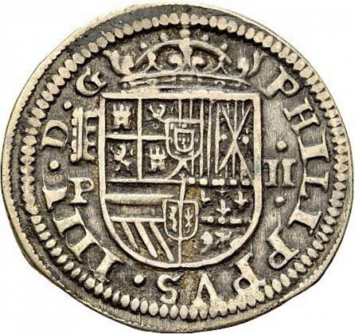 2 Reales Obverse Image minted in SPAIN in 1628P (1621-65  -  FELIPE IV)  - The Coin Database
