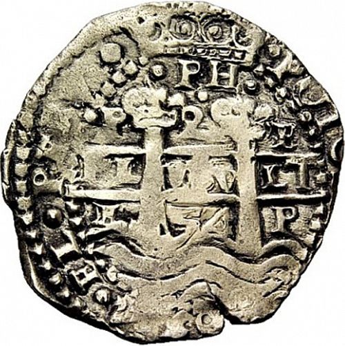 2 Reales Obverse Image minted in SPAIN in 1654E (1621-65  -  FELIPE IV)  - The Coin Database