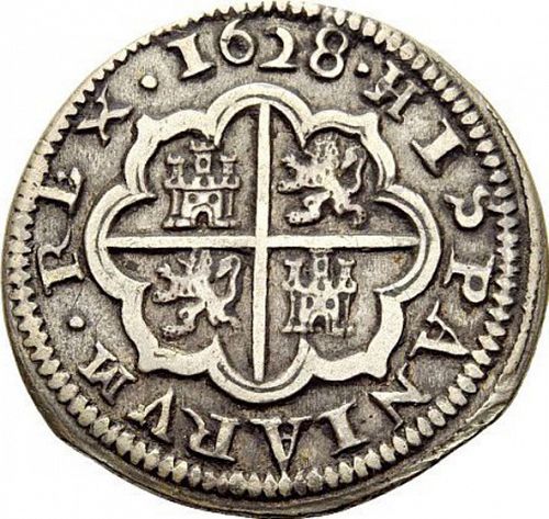2 Reales Reverse Image minted in SPAIN in 1628P (1621-65  -  FELIPE IV)  - The Coin Database