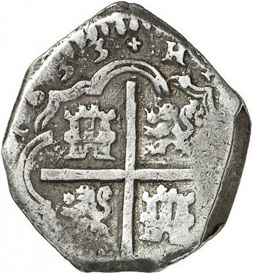 2 Reales Reverse Image minted in SPAIN in 1633T (1621-65  -  FELIPE IV)  - The Coin Database