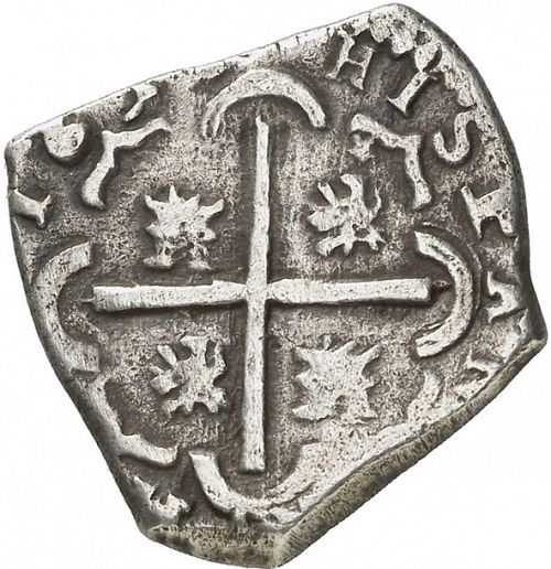 2 Reales Reverse Image minted in SPAIN in 1634E (1621-65  -  FELIPE IV)  - The Coin Database