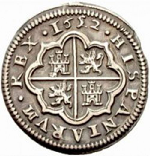 2 Reales Reverse Image minted in SPAIN in 1652BR (1621-65  -  FELIPE IV)  - The Coin Database