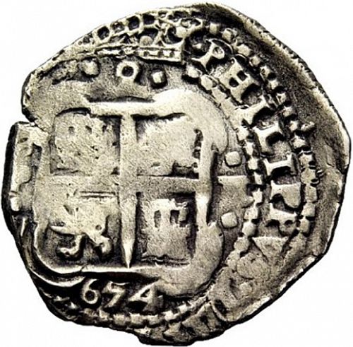 2 Reales Reverse Image minted in SPAIN in 1654E (1621-65  -  FELIPE IV)  - The Coin Database
