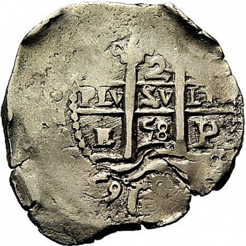 2 Reales Reverse Image minted in SPAIN in 1658E (1621-65  -  FELIPE IV)  - The Coin Database