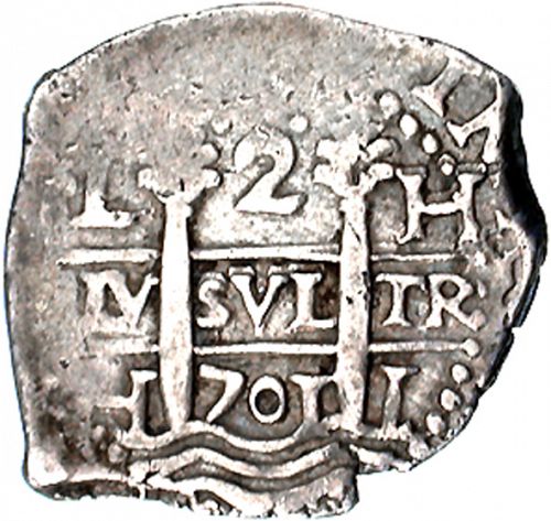 2 Reales Obverse Image minted in SPAIN in 1701H (1700-46  -  FELIPE V)  - The Coin Database