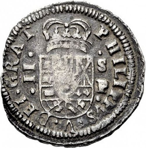 2 Reales Obverse Image minted in SPAIN in 1705P (1700-46  -  FELIPE V)  - The Coin Database