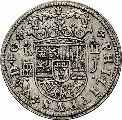 2 Reales Obverse Image minted in SPAIN in 1718J (1700-46  -  FELIPE V)  - The Coin Database