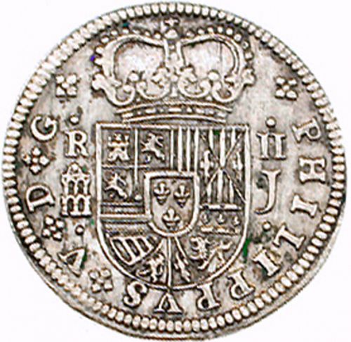 2 Reales Obverse Image minted in SPAIN in 1718J (1700-46  -  FELIPE V)  - The Coin Database