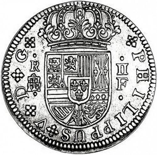 2 Reales Obverse Image minted in SPAIN in 1721F (1700-46  -  FELIPE V)  - The Coin Database