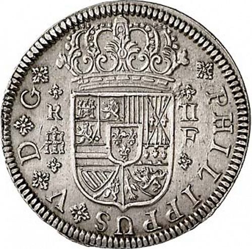 2 Reales Obverse Image minted in SPAIN in 1722F (1700-46  -  FELIPE V)  - The Coin Database