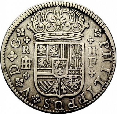 2 Reales Obverse Image minted in SPAIN in 1722F (1700-46  -  FELIPE V)  - The Coin Database