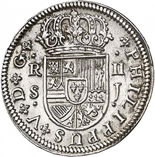2 Reales Obverse Image minted in SPAIN in 1722J (1700-46  -  FELIPE V)  - The Coin Database