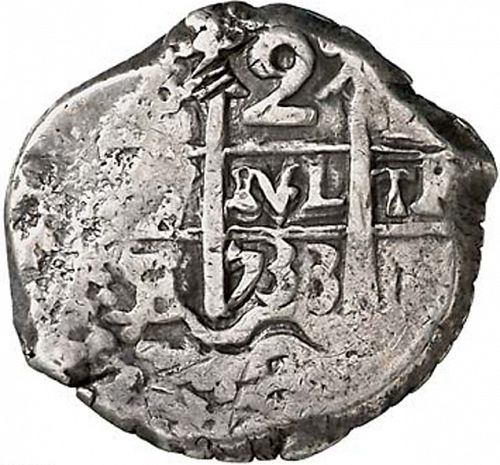 2 Reales Obverse Image minted in SPAIN in 1733E (1700-46  -  FELIPE V)  - The Coin Database