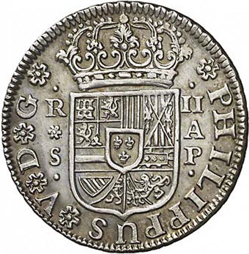 2 Reales Obverse Image minted in SPAIN in 1735AP (1700-46  -  FELIPE V)  - The Coin Database
