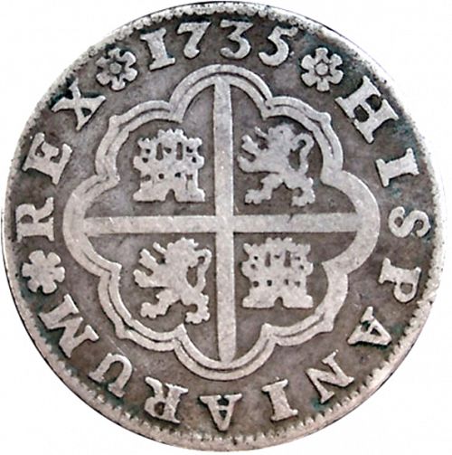 2 Reales Obverse Image minted in SPAIN in 1735PA (1700-46  -  FELIPE V)  - The Coin Database