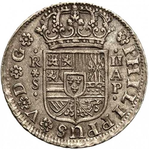 2 Reales Obverse Image minted in SPAIN in 1736AP (1700-46  -  FELIPE V)  - The Coin Database